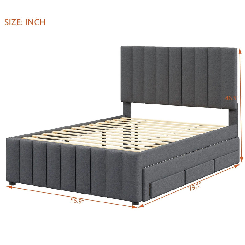Upholstered Platform Bed With Twin Size Trundle And 3 Drawers by HouseOfZazla
