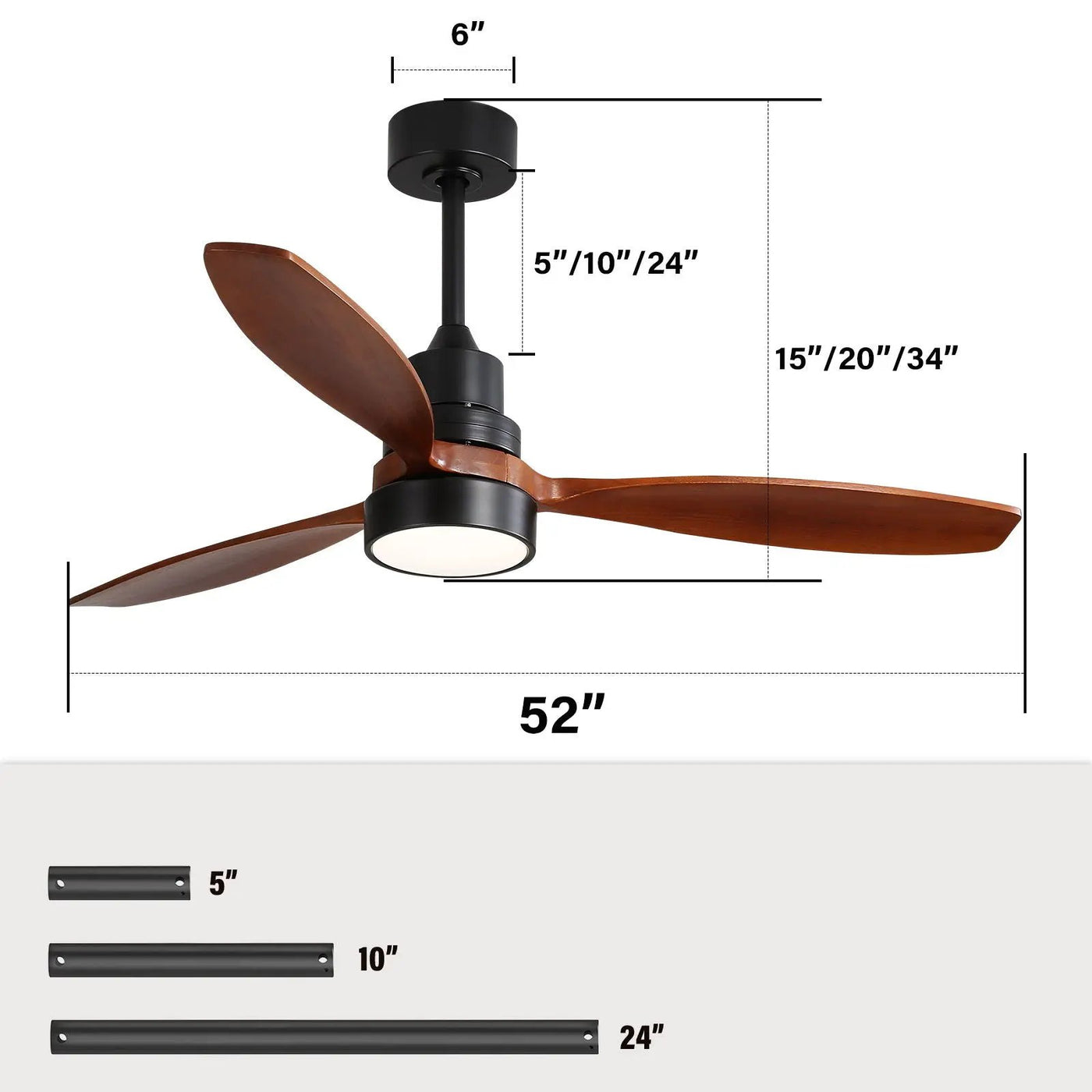 Ceiling Fan With Reversible DC Motor, LED Light & Remote Control by HouseOfZazla