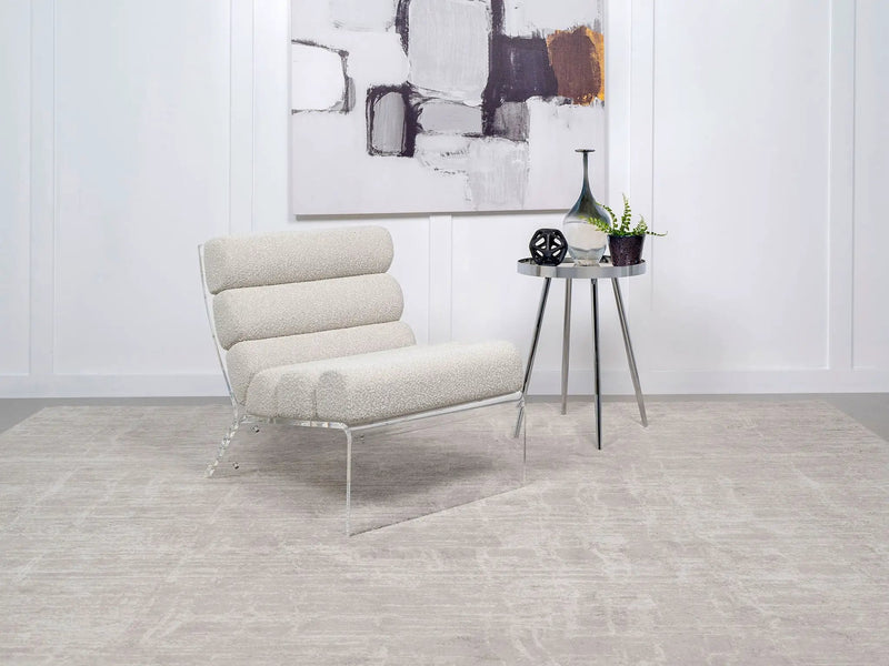 Serreta Boucle Upholstered Armless Acrylic Chair Ivory by Unique Piece Furniture