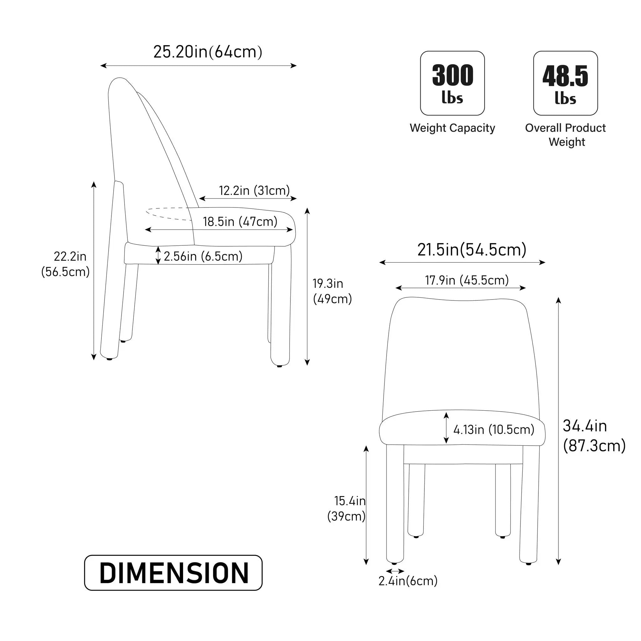 Wide Minimalist Dining Chair by Unique Piece Furniture