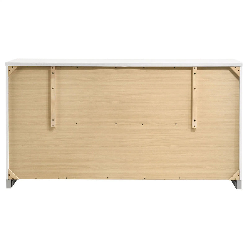 Dulcey - 6 Drawer Dresser With Accents, Bedroom Storage - Gloss White by HouseOfZazla