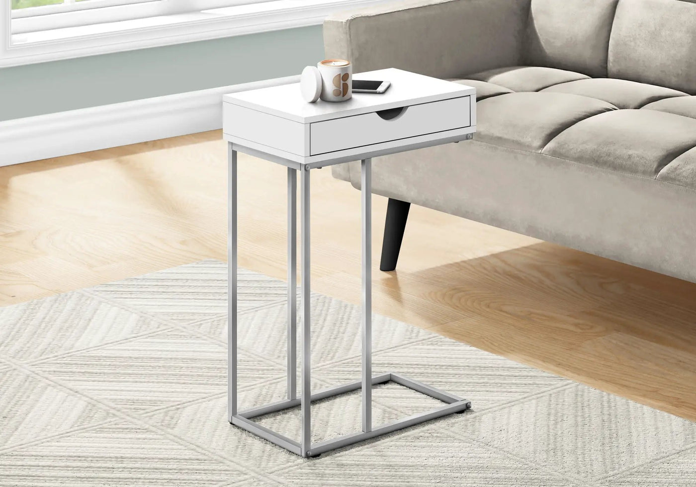 Accent Table, C - Shaped Contemporary & Modern Design by HouseOfZazla