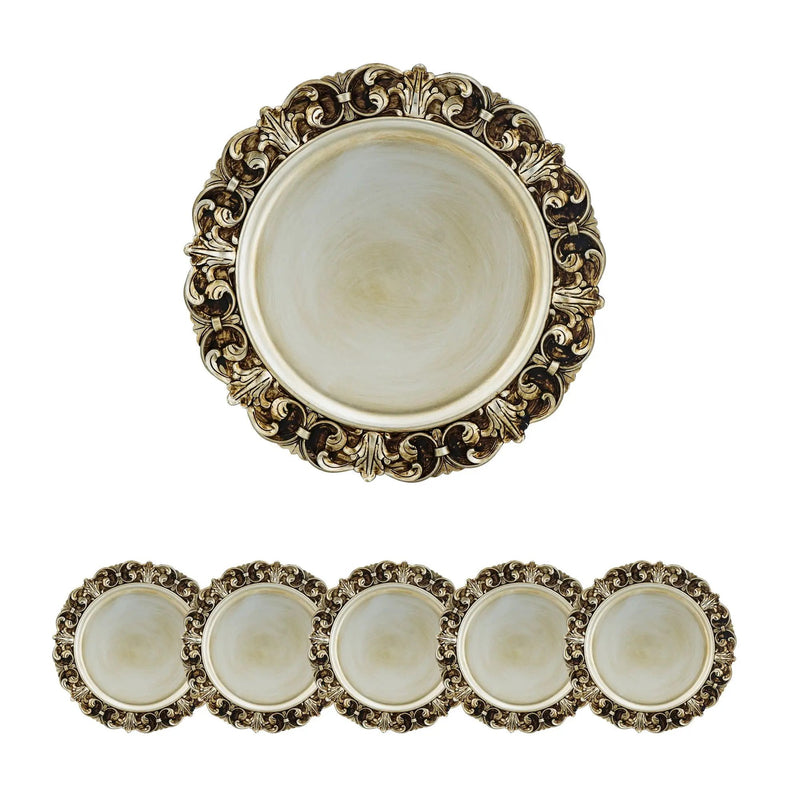 Plastic Charger Plate (Set of 6) - Gold by Unique Piece Furniture