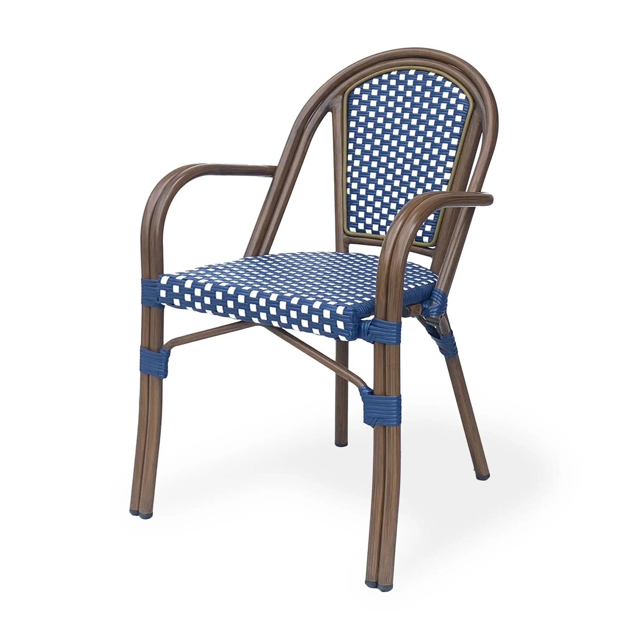 Bistro Chair With 2 Toned Checkered Pattern (Set of 2) - White / Navy by HouseOfZazla