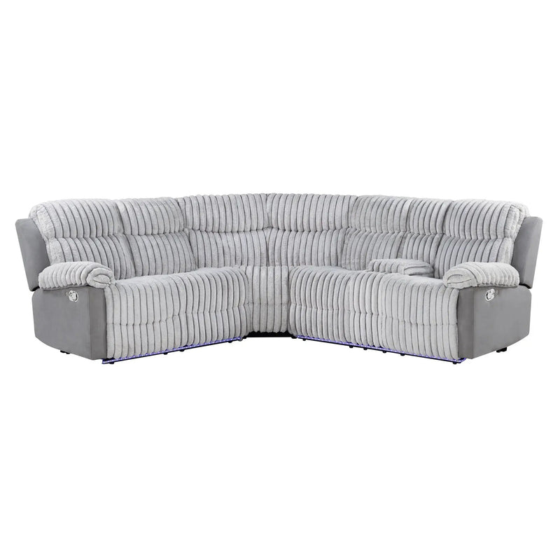 Bruni - Sectional Sofa With LED Lighting And Manual Recline - Gray by Unique Piece Furniture