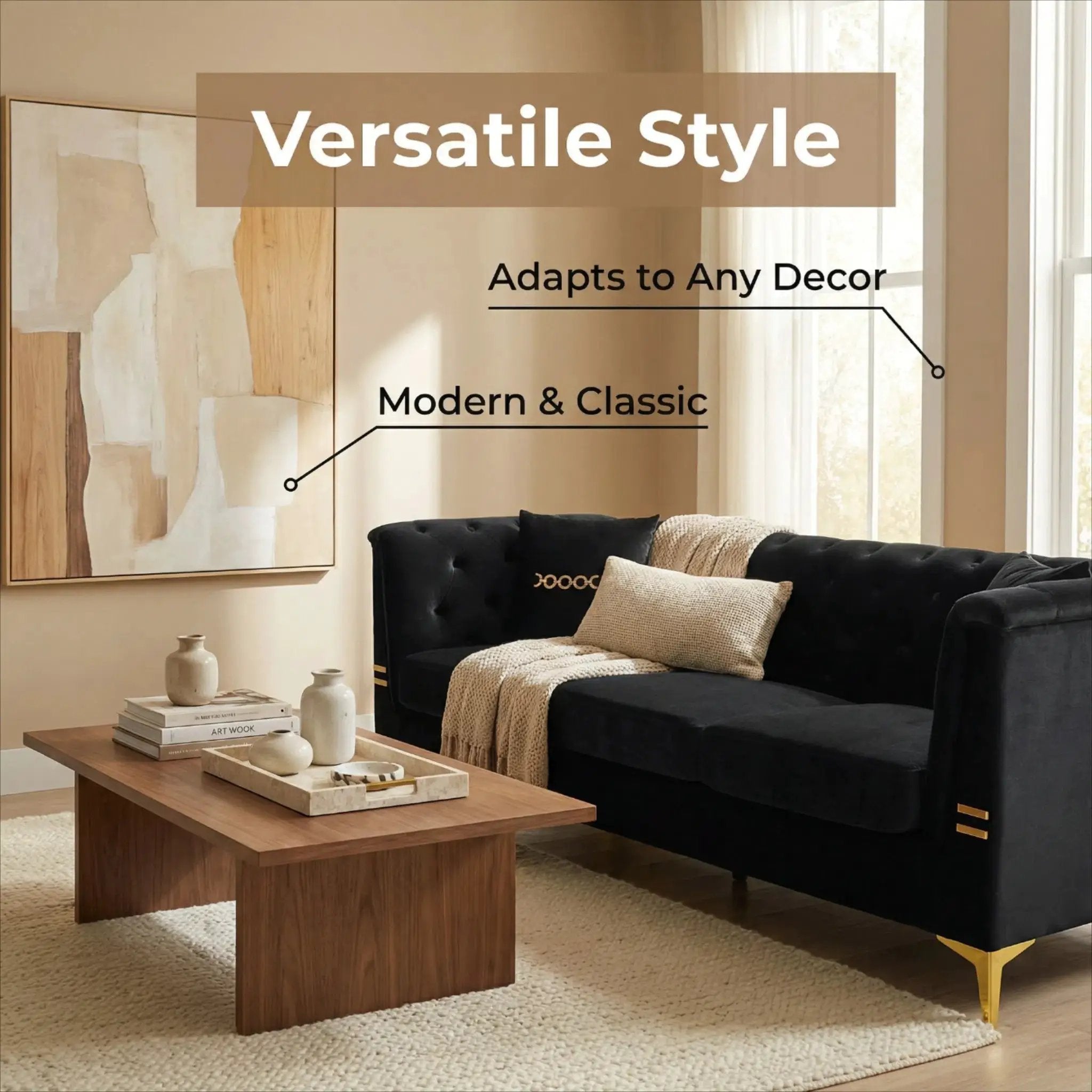 FX-P83-BK4 Sofa with 2 Pillows by HouseOfZazla