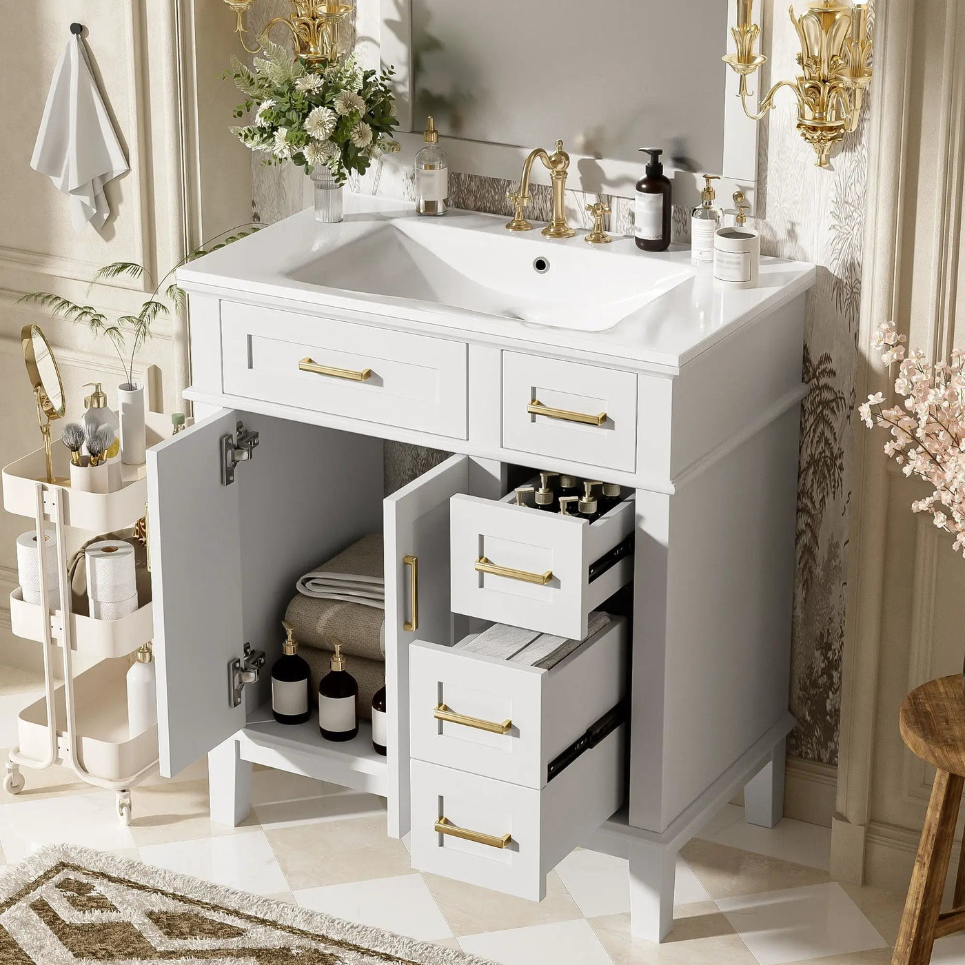 Modern Bathroom Vanity With Ceramic Sink, Soft Close Storage Cabinet by Unique Piece Furniture