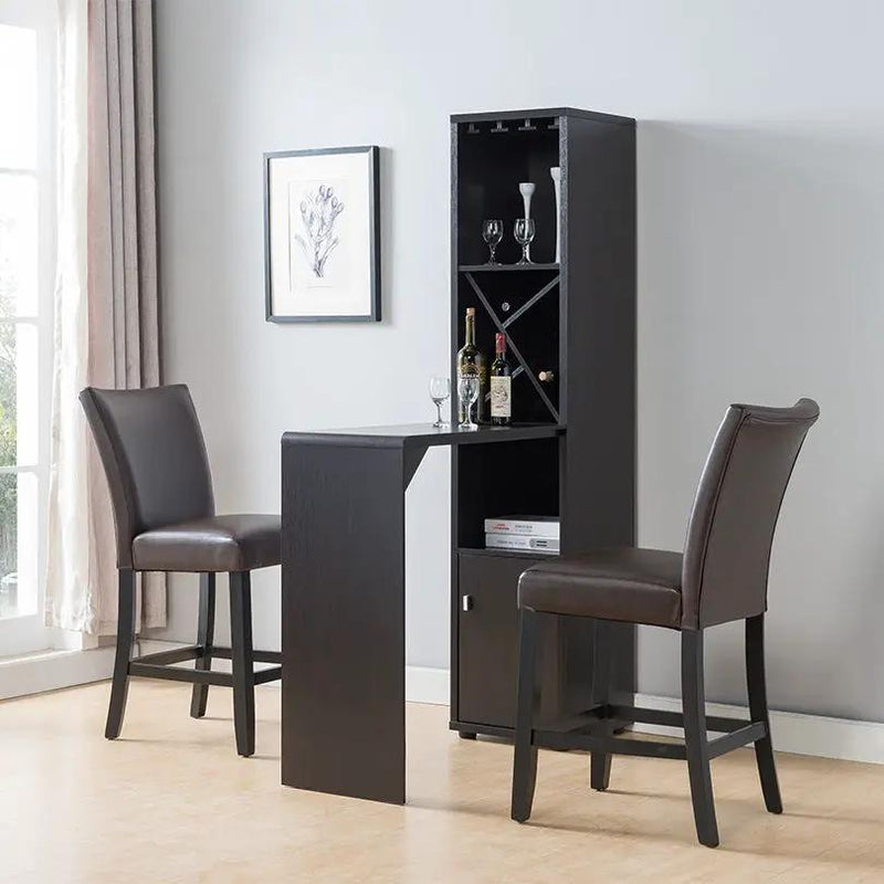 Bar Cabinet, Extended Table Kitchen Cabinet With Wine Bottle Compartment & Open Shelving - Red Cocoa by Unique Piece Furniture