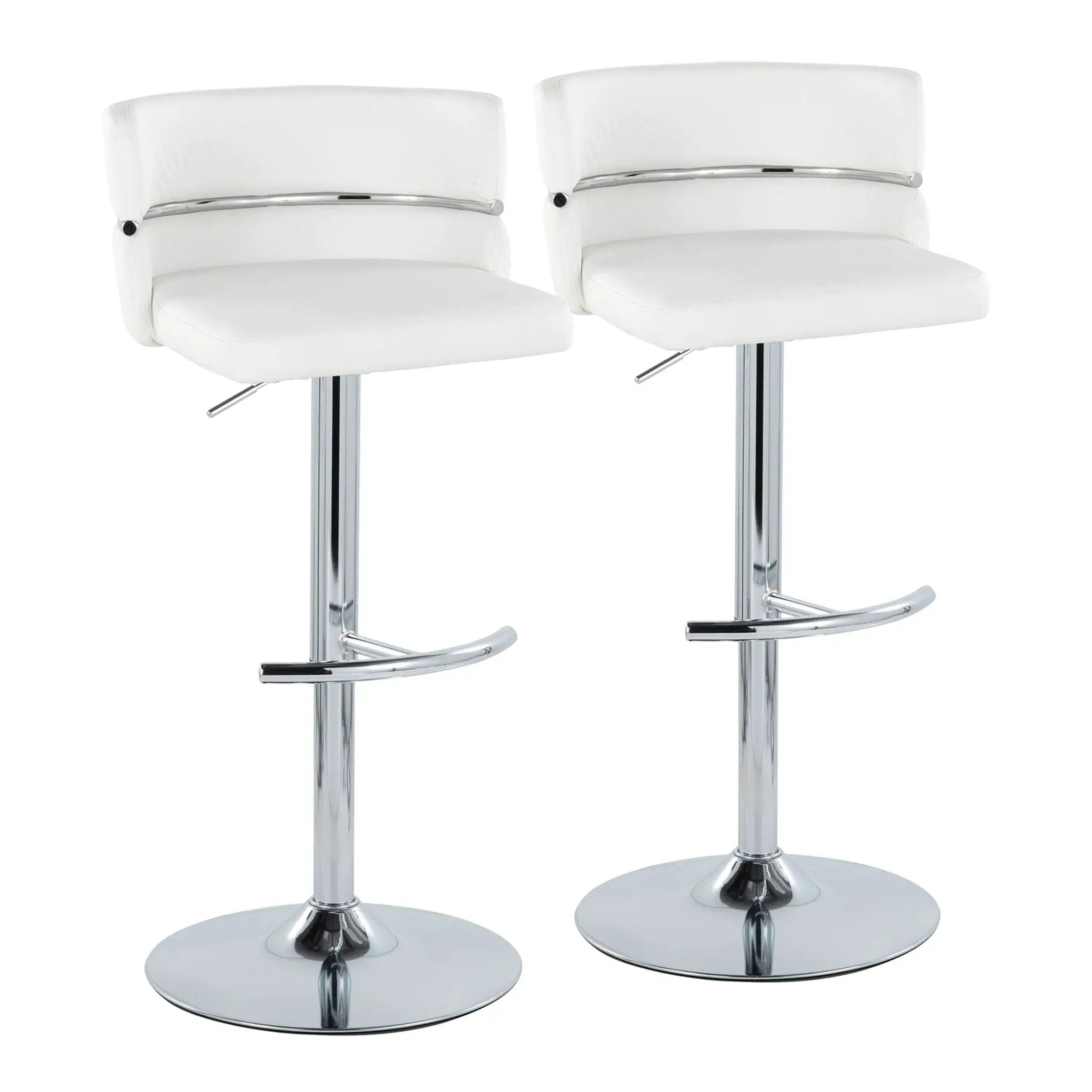 Cinch - Contemporary Adjustable Barstool With Swivel With Rounded T Footrest (Set of 2) - Chrome / White by Unique Piece Furniture