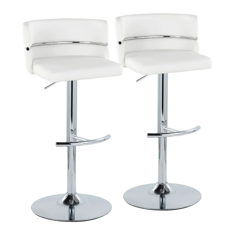 Cinch - Contemporary Adjustable Barstool With Swivel With Rounded T Footrest (Set of 2) - Chrome / White by Unique Piece Furniture