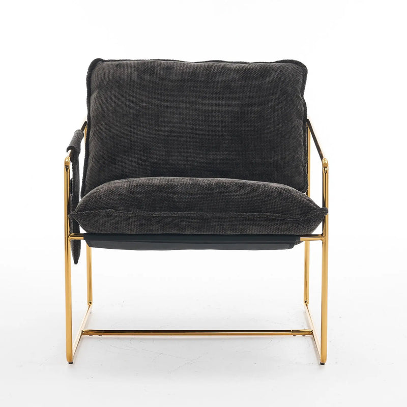 Upholstered Hanging Armchair With Arm Pocketsmetal Frame (Set of 2), Plated Craftsmanship, Crushed Foam Cushions And Skin-Friendly Woven Fabric For Living Room And Bedroom by HouseOfZazla