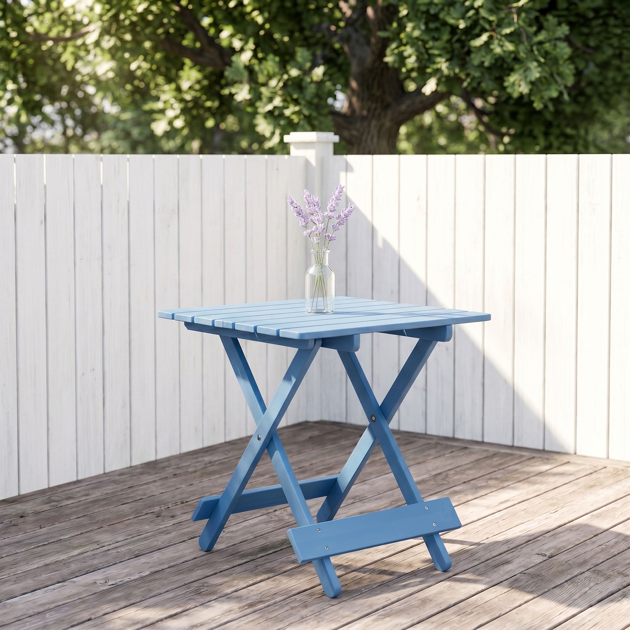 Folding Square Table For Backyard - Blue by HouseOfZazla