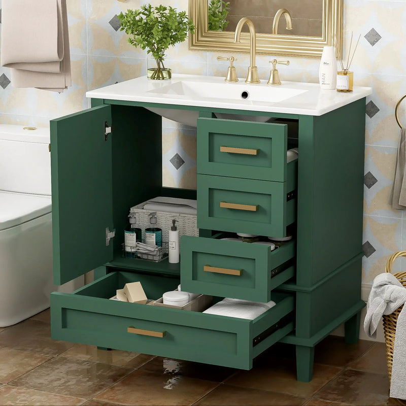 Bathroom Vanity, Modern Bathroom Cabinet With Sink Combo Set, Bathroom Storage Cabinet With A Soft Closing Door And 3 Drawers, Solid Wood Frame by HouseOfZazla
