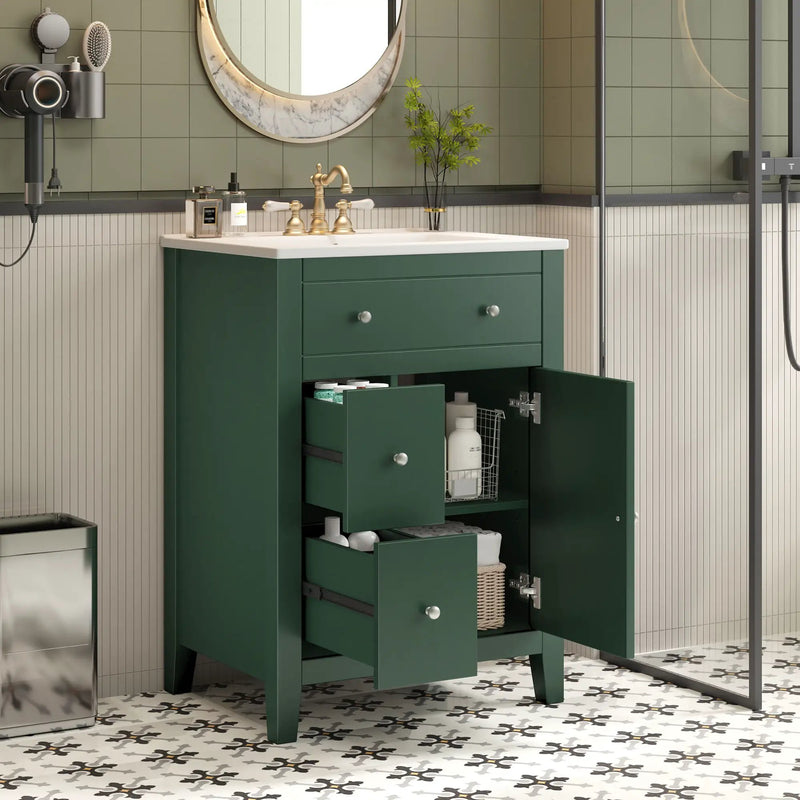 Bathroom Vanity With Basin, Rectangular Cabinet With 2 Drawers And Soft Closing Door by Unique Piece Furniture