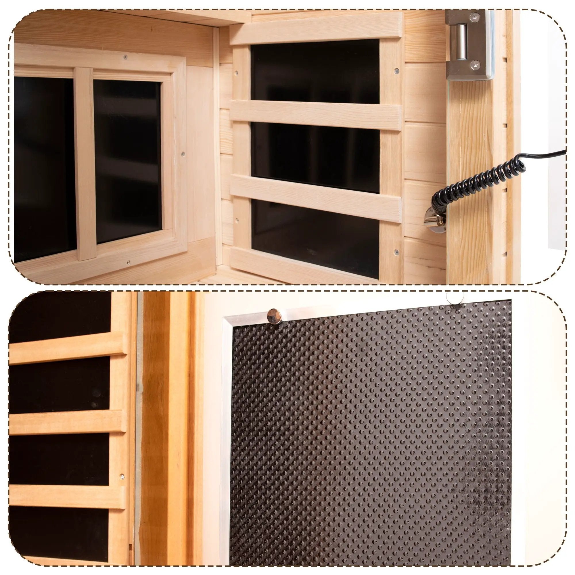 Low Emf Front Door With Heating Panel 1 People Hemlock Far Infrared Indoor Sauna Room - Natural by HouseOfZazla