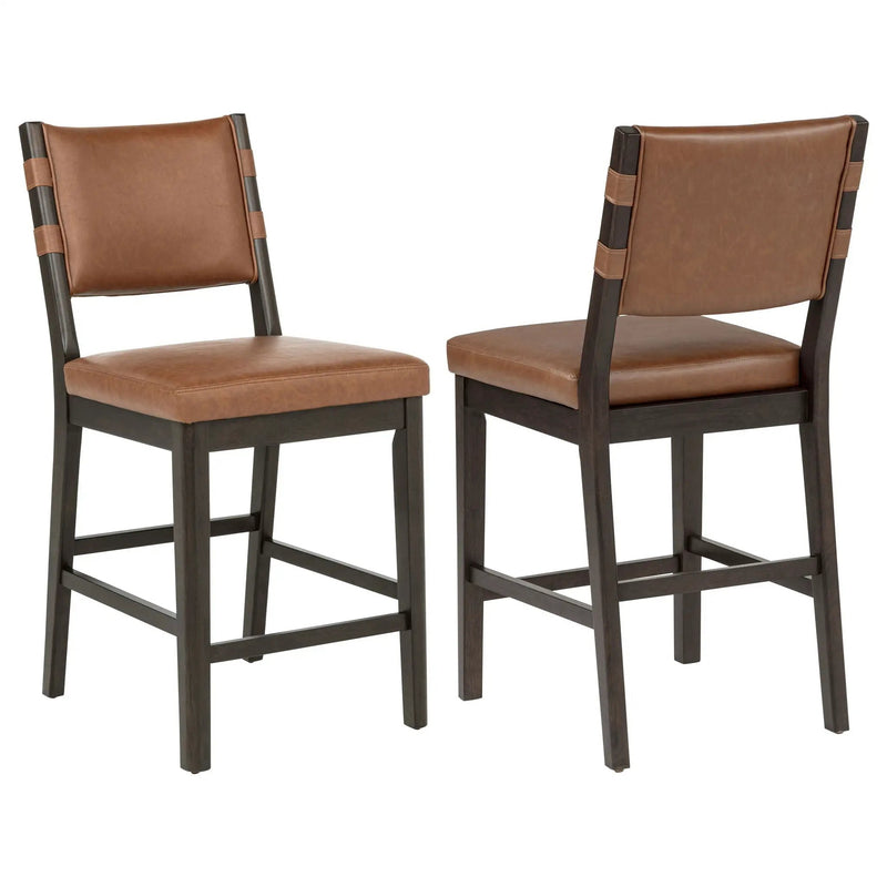 Tegan Faux Leather Upholstered Counter Height Chair Cognac (Set of 2) by Unique Piece Furniture