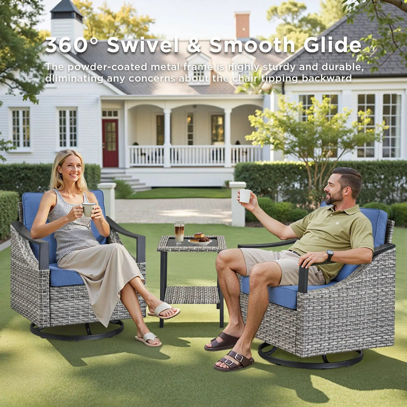 Outdoor Swivel Rocking Glider Chairs Set of 2 by HouseOfZazla