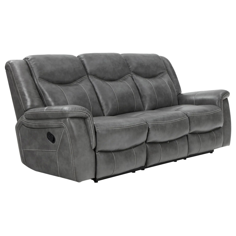 Conrad 2-piece Upholstered Padded Arm Motion Sofa Set Grey by Unique Piece Furniture