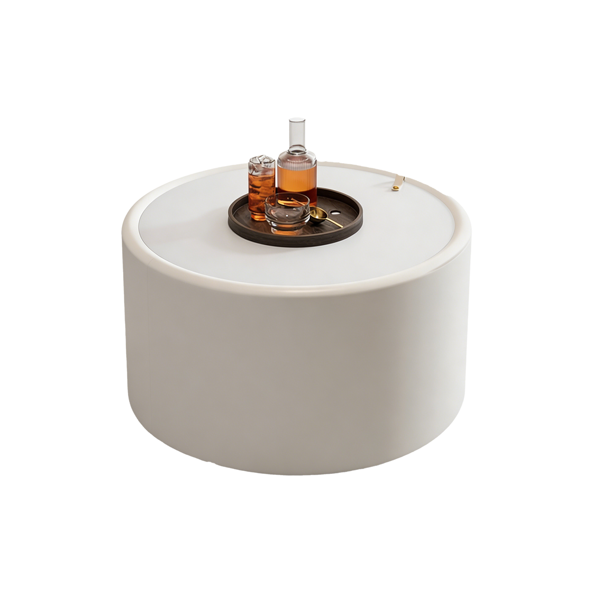White Round Coffee Table with Tempered Glass Top by HouseOfZazla