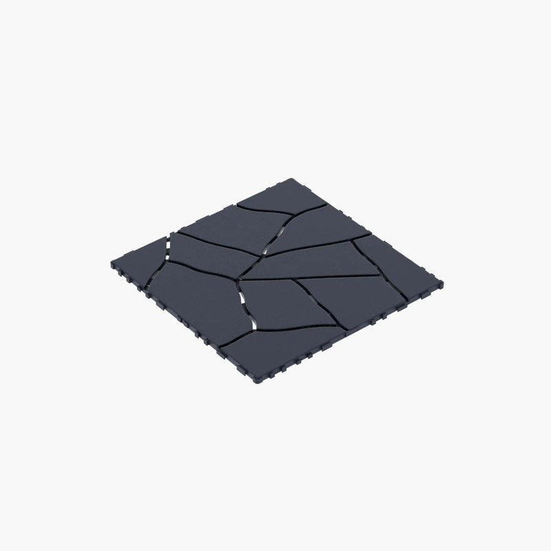 Stone Style Patio Deck Tiles For Porch (Set of 44) - Gray by HouseOfZazla