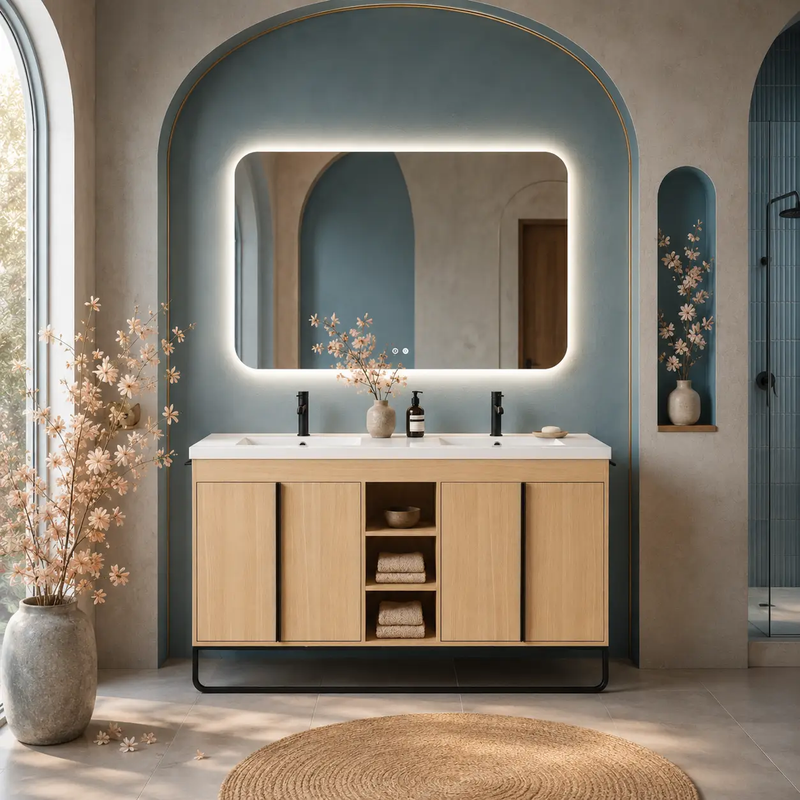 60" Freestanding Bathroom Vanity With Resin Double Sink by HouseOfZazla