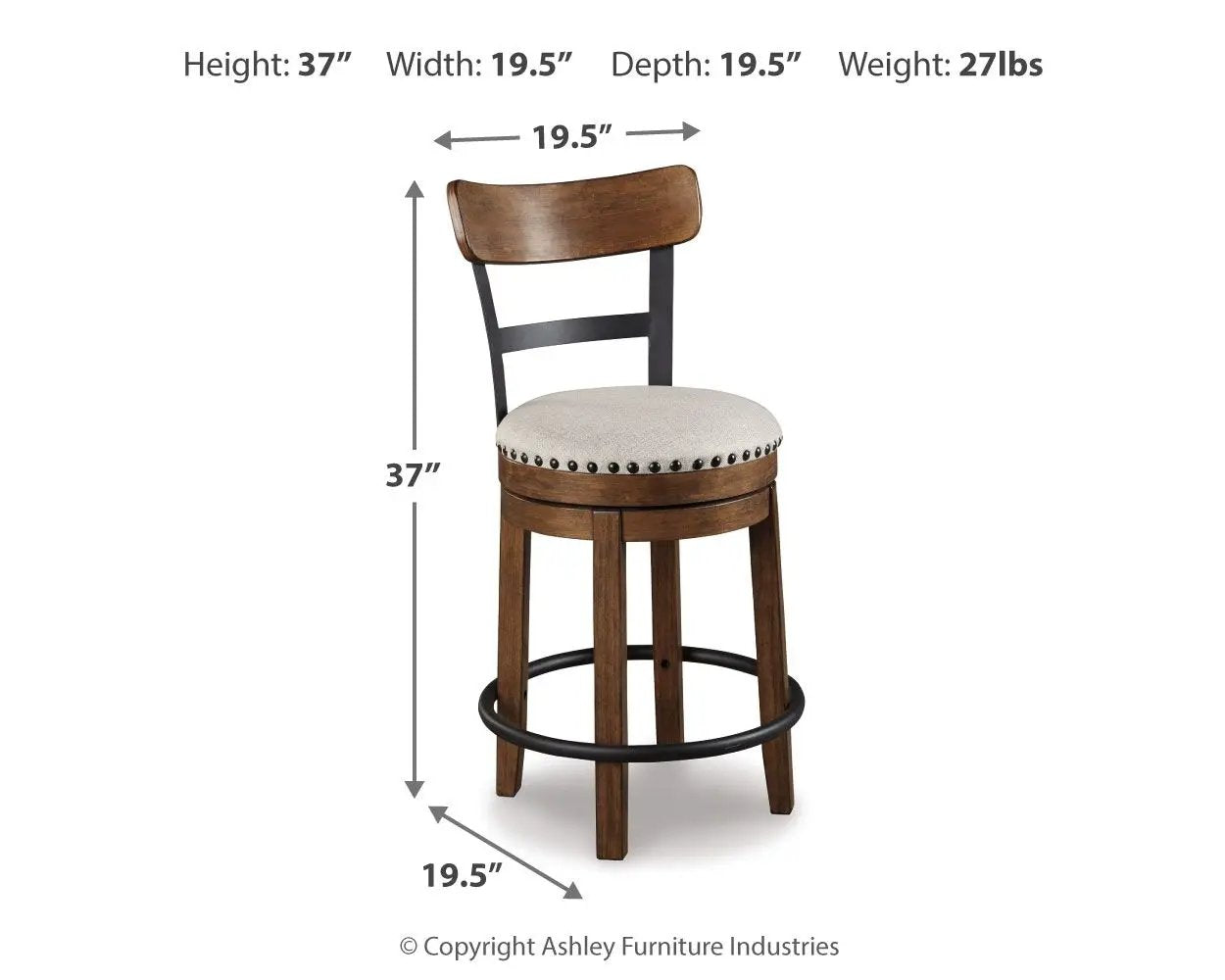 Valebeck - Full Back Swivel Stool by Unique Piece Furniture