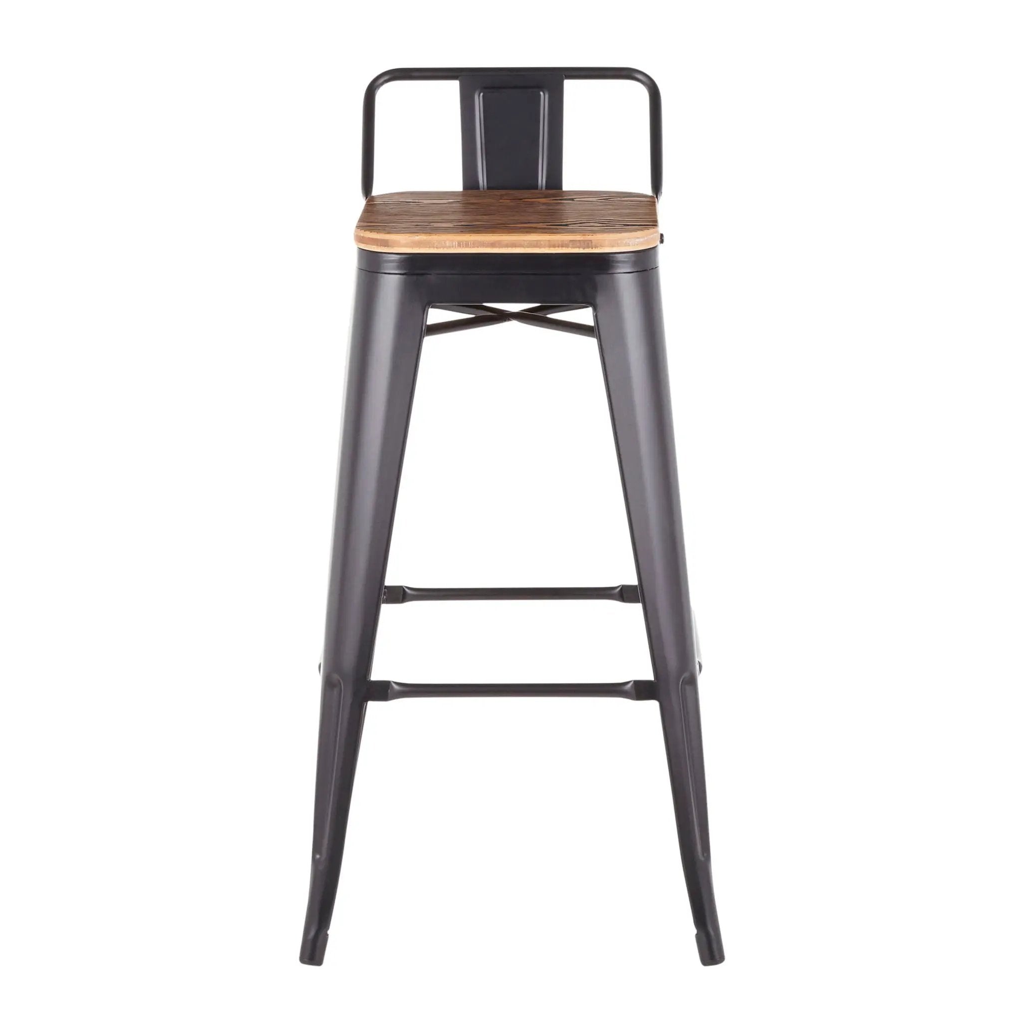 Oregon - Industrial Low Back Barstool (Set of 2) - Black by HouseOfZazla