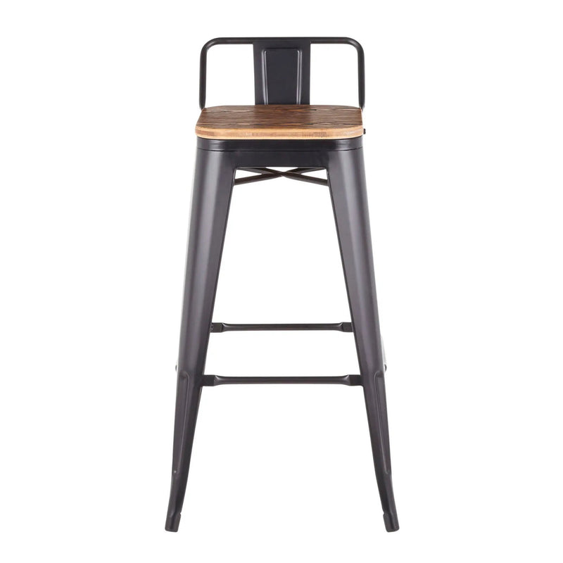 Oregon - Industrial Low Back Barstool (Set of 2) - Black by HouseOfZazla