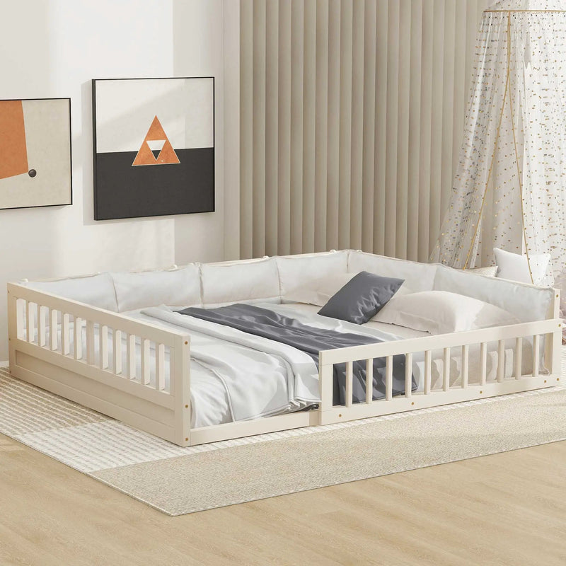 Upholstered Platform Bed With Guardrail And Pillow by Unique Piece Furniture