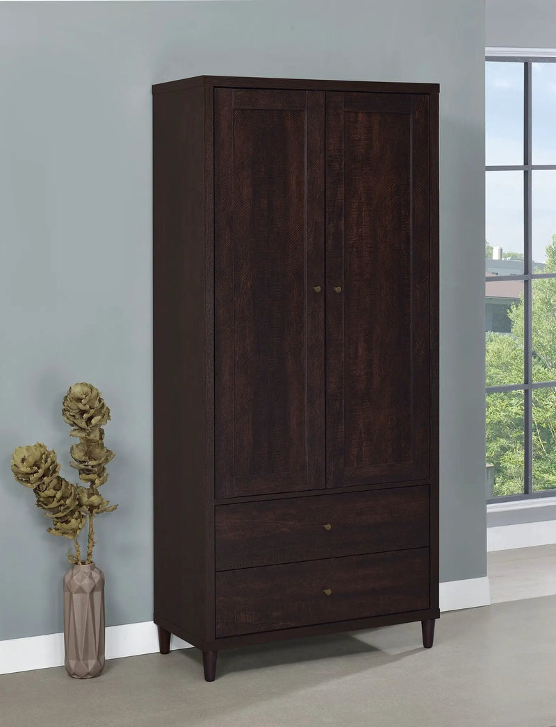 Wadeline 2-door Tall Accent Storage Cabinet Rustic Tobacco by Unique Piece Furniture