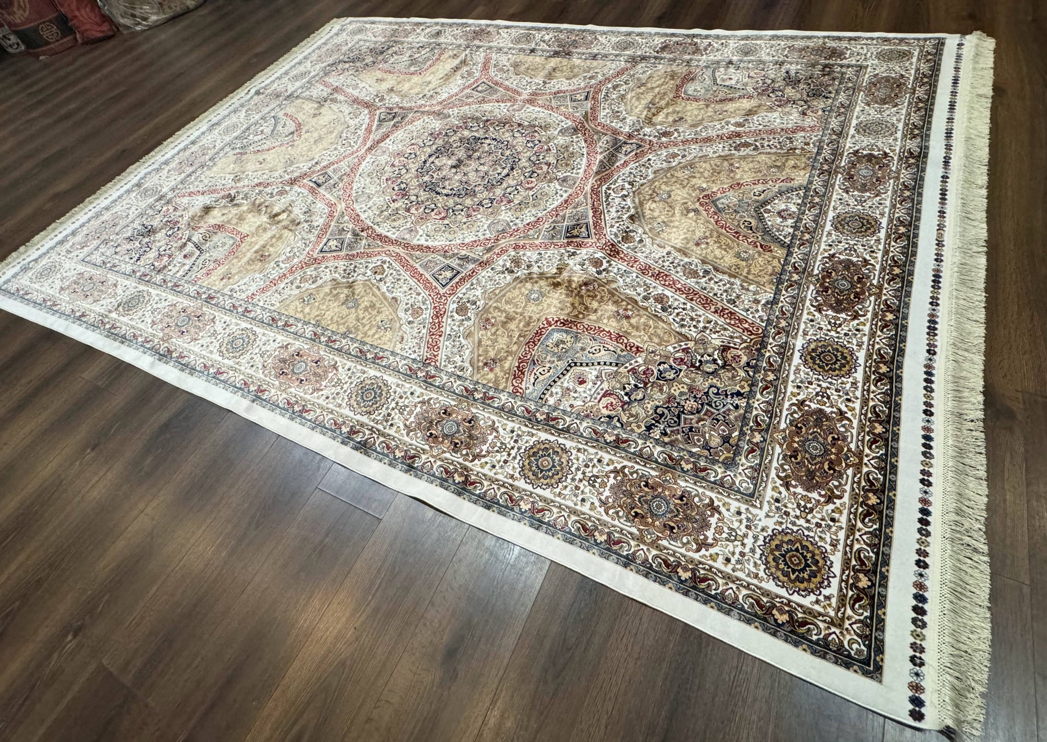 Turkish Silk Rug 8x10, Dome Design, Hereke Carpet, Bamboo Silk, New by Jewel Rugs