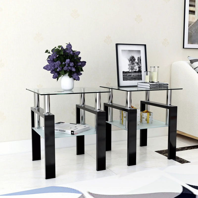 Modern Tempered Glass Tea Table, End Square Table For Living Room by Unique Piece Furniture