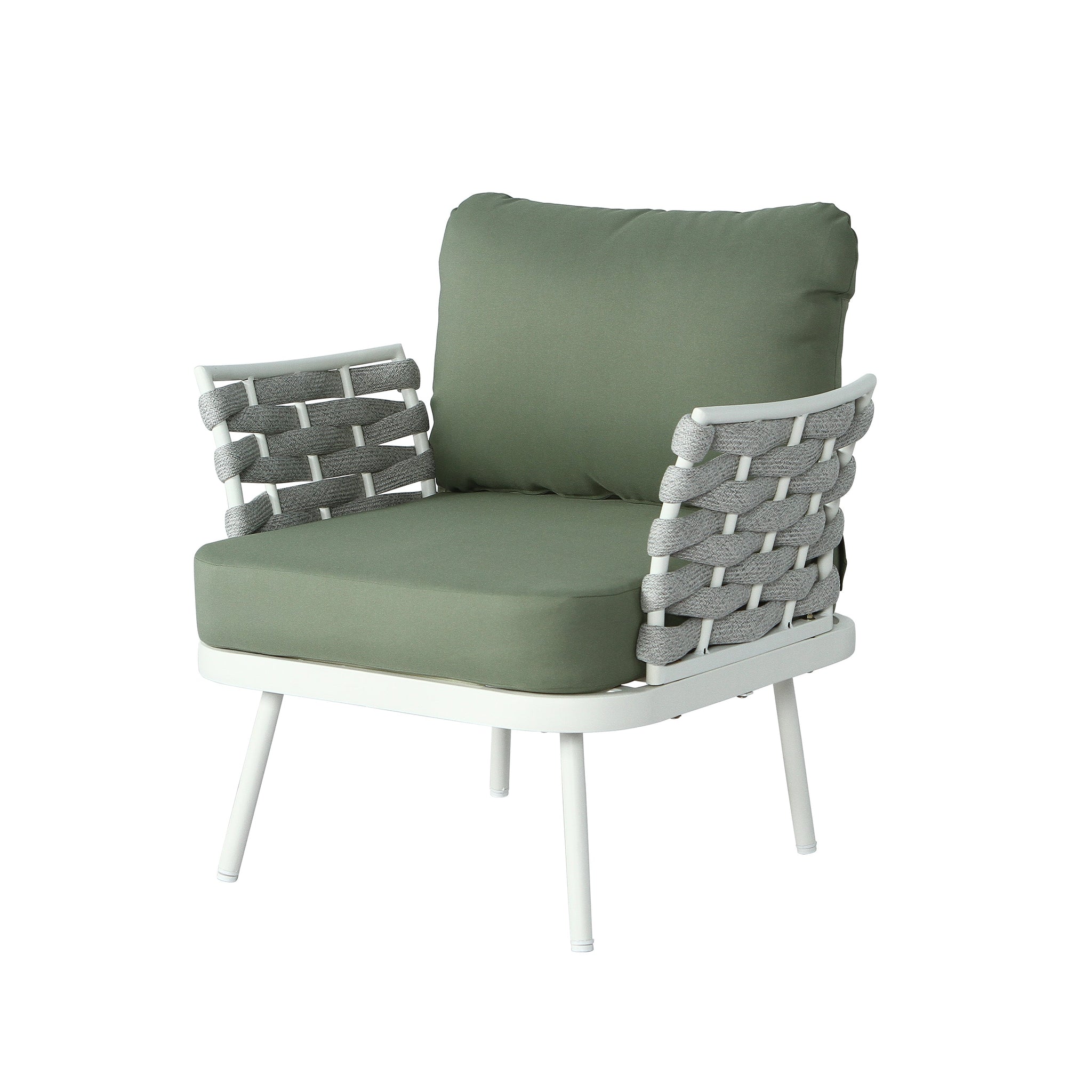 Mariano Steel 4-Pieces Conversation Set, Off White+Green by HouseOfZazla