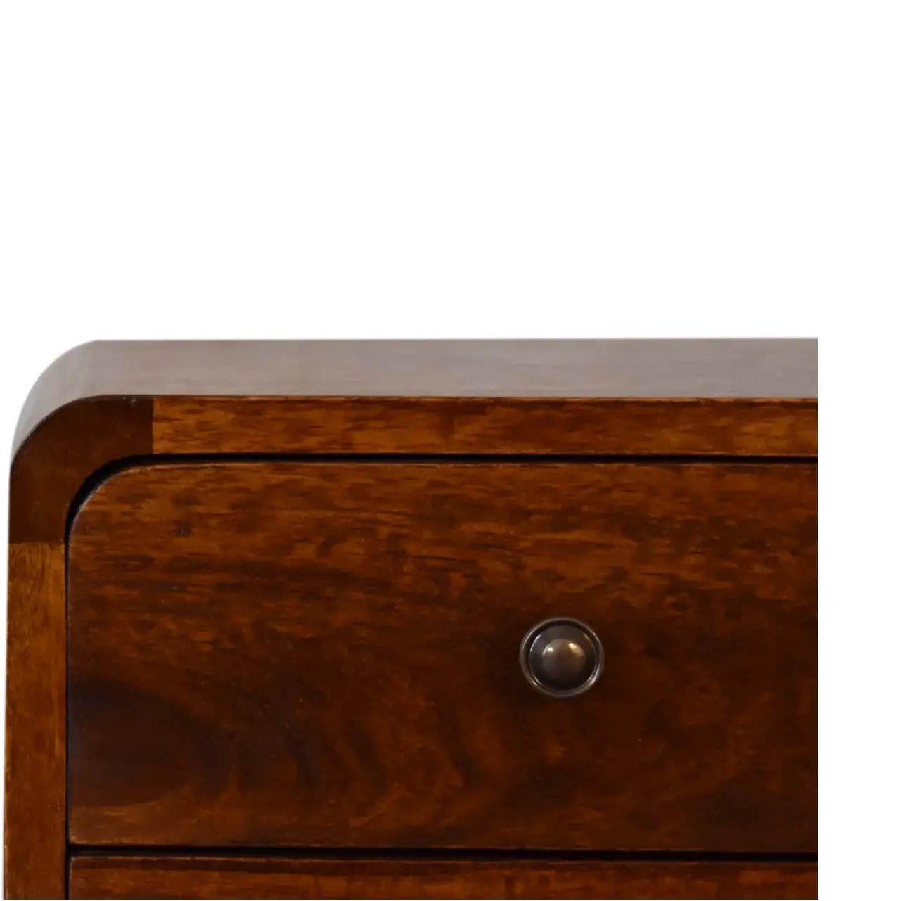 Soli Wood Mini Chestnut Curved Nightstand, 2-Drawers by HouseOfZazla