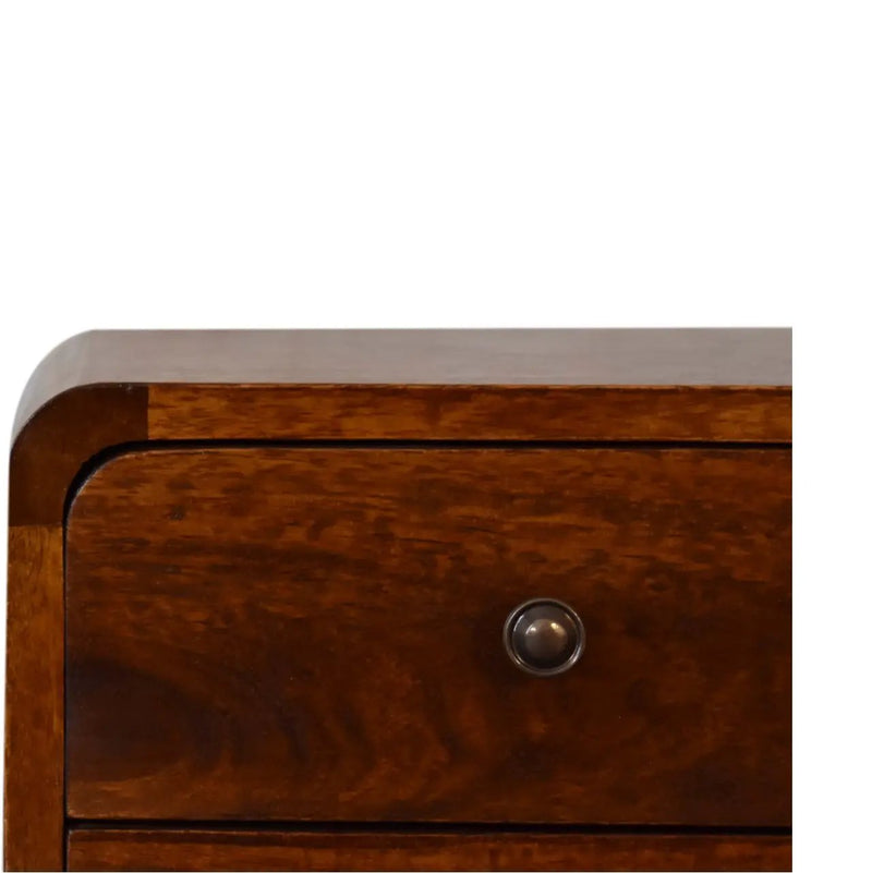 Soli Wood Mini Chestnut Curved Nightstand, 2-Drawers by HouseOfZazla