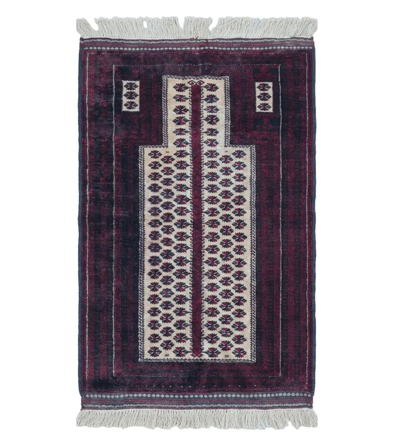 3' X 5' Handmade Fine Knotted Balouch Turkoman Prayer Silk Wool Rug by Jewel Rugs