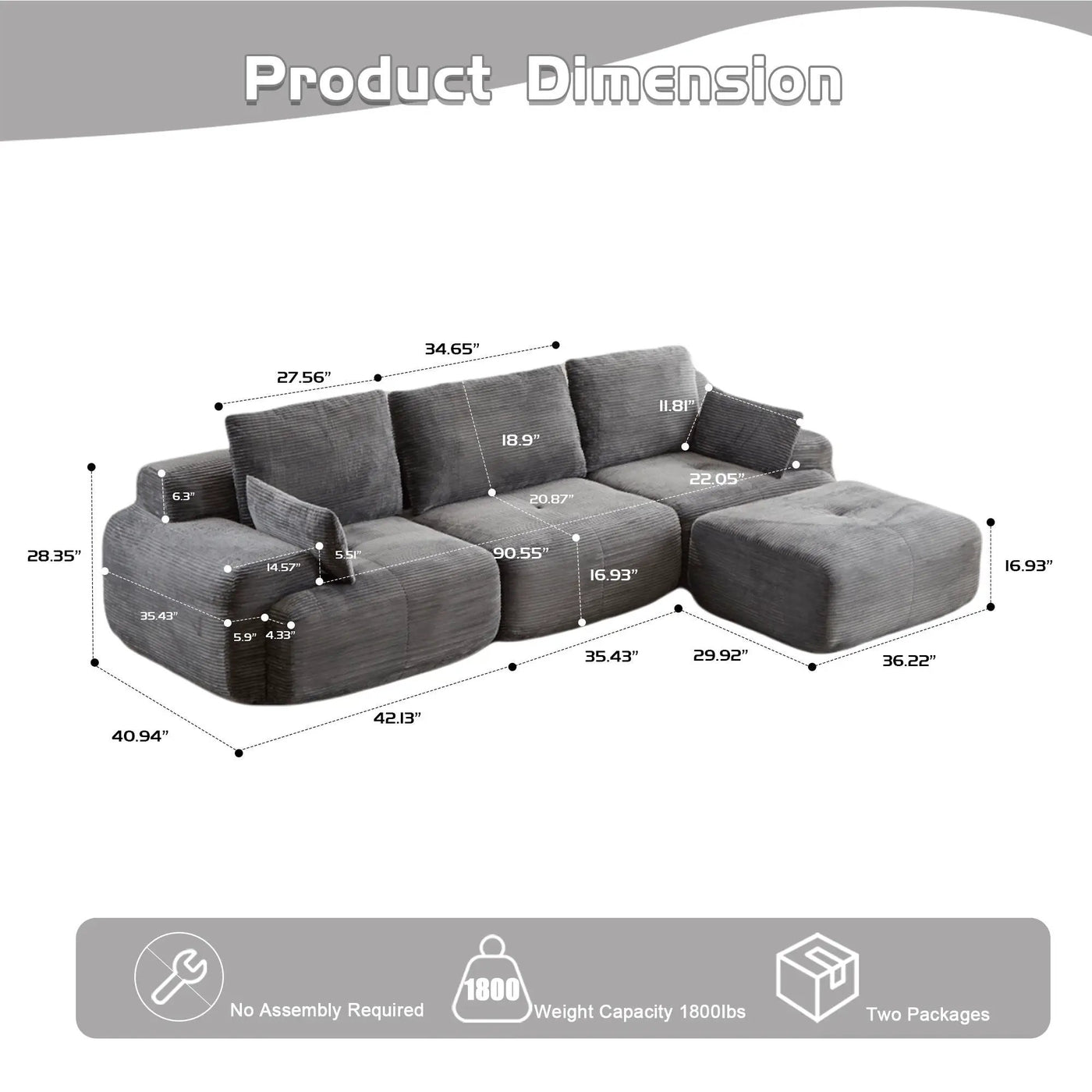 Compressed Sofa Large Sectional Couches for Living Room by HouseOfZazla