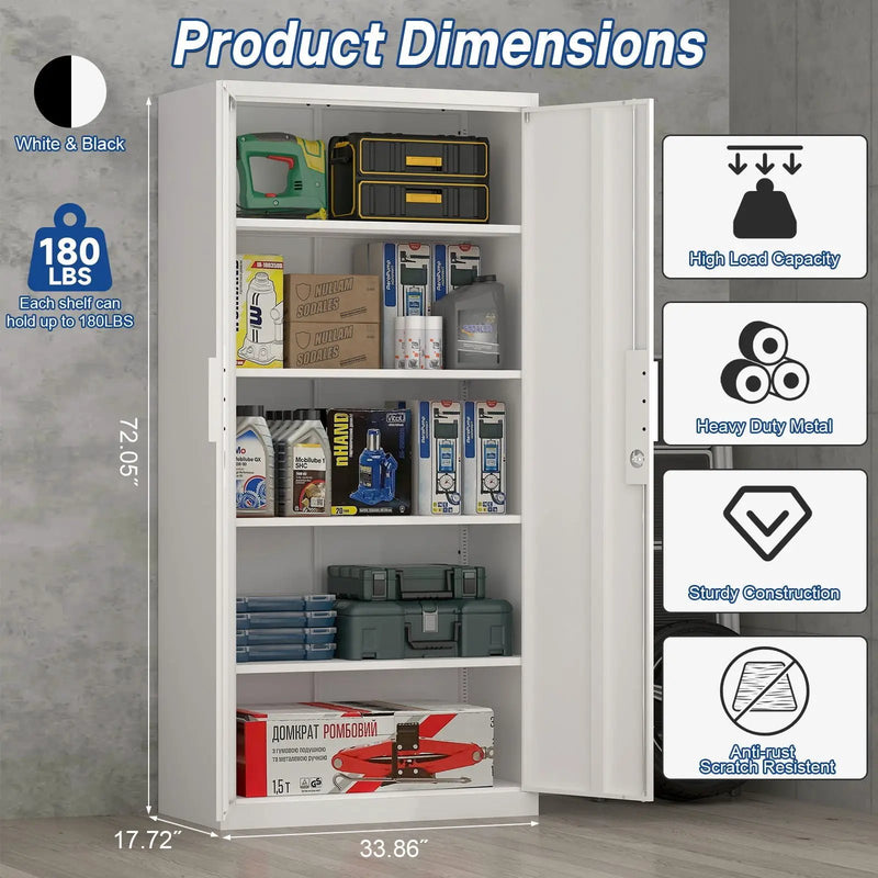 2 Door File Cabinet With Lock, 4 Adjustable Shelves, Heavy-Duty by Unique Piece Furniture