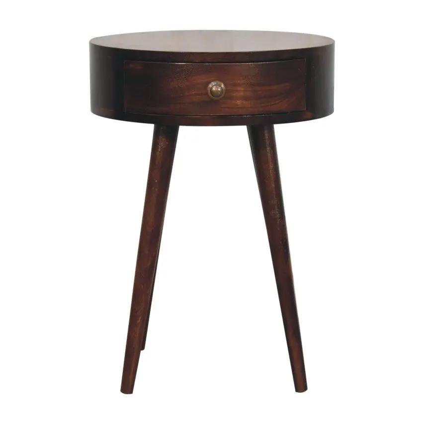 Circular Shaped Bedside Table - Walnut by HouseOfZazla