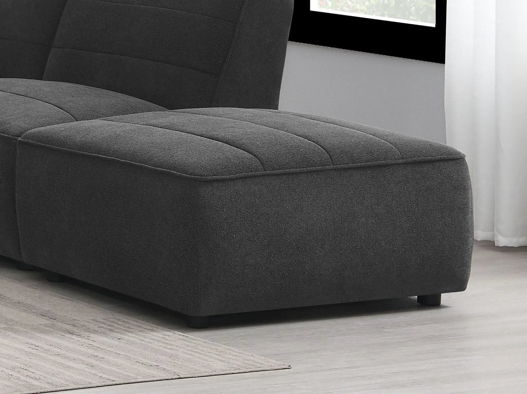 Sunny Square Upholstered Ottoman Dark Charcoal by Unique Piece Furniture