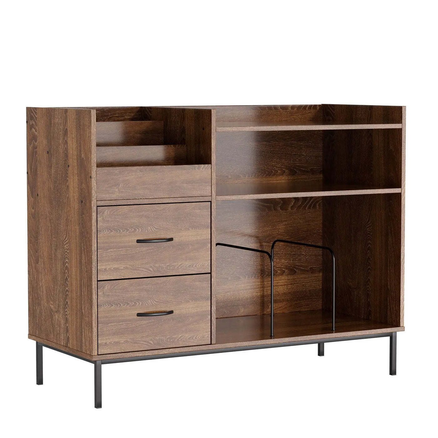 Eco-Friendly Vinyl Record Player Stand With Flip-Top Storage, Media Console With Dual Outlets And Dustproof Drawers by HouseOfZazla