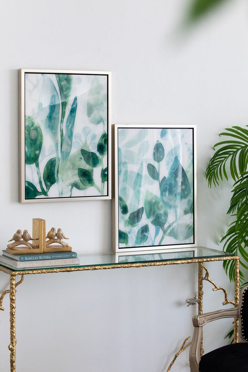 Framed Printed Acrylic Decorative Wall Art with Nature-Inspired Design - White / Green, photo 6 of 9