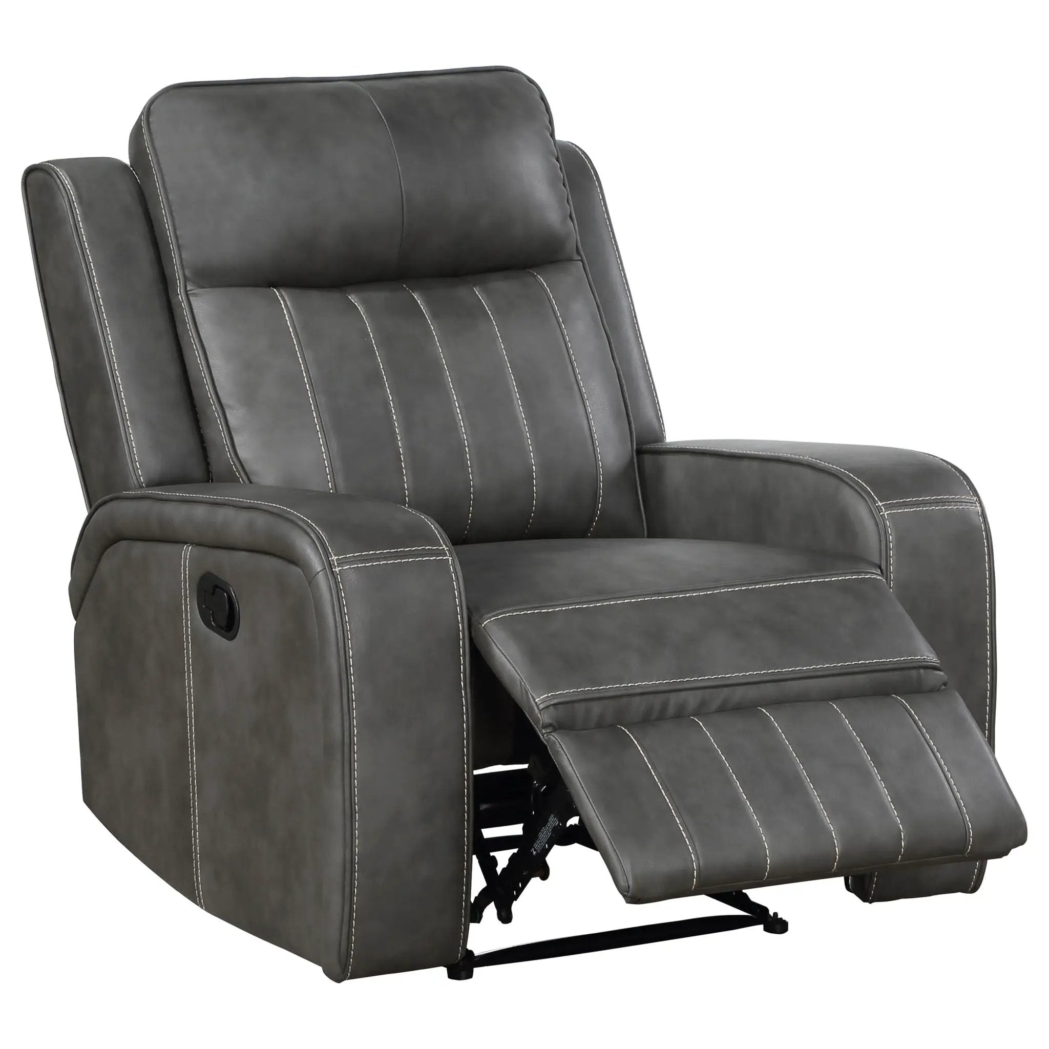 Raelynn Upholstered Track Arm Recliner Grey by Unique Piece Furniture