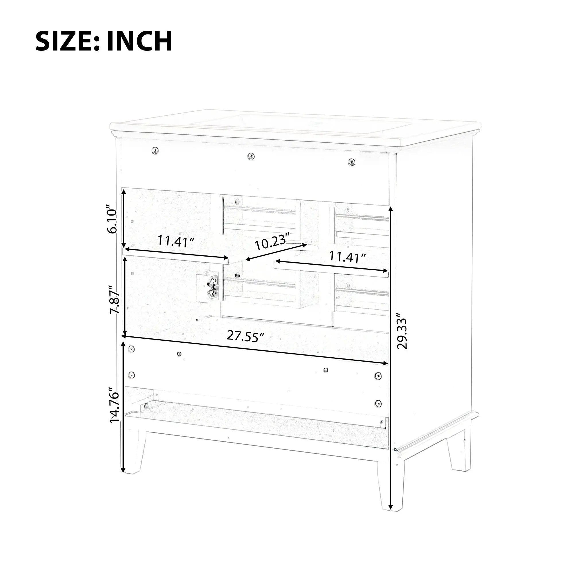 30" Bathroom Vanity With Sink Combo, Multi Functional Bathroom Cabinet With Doors And Drawer - Black by HouseOfZazla