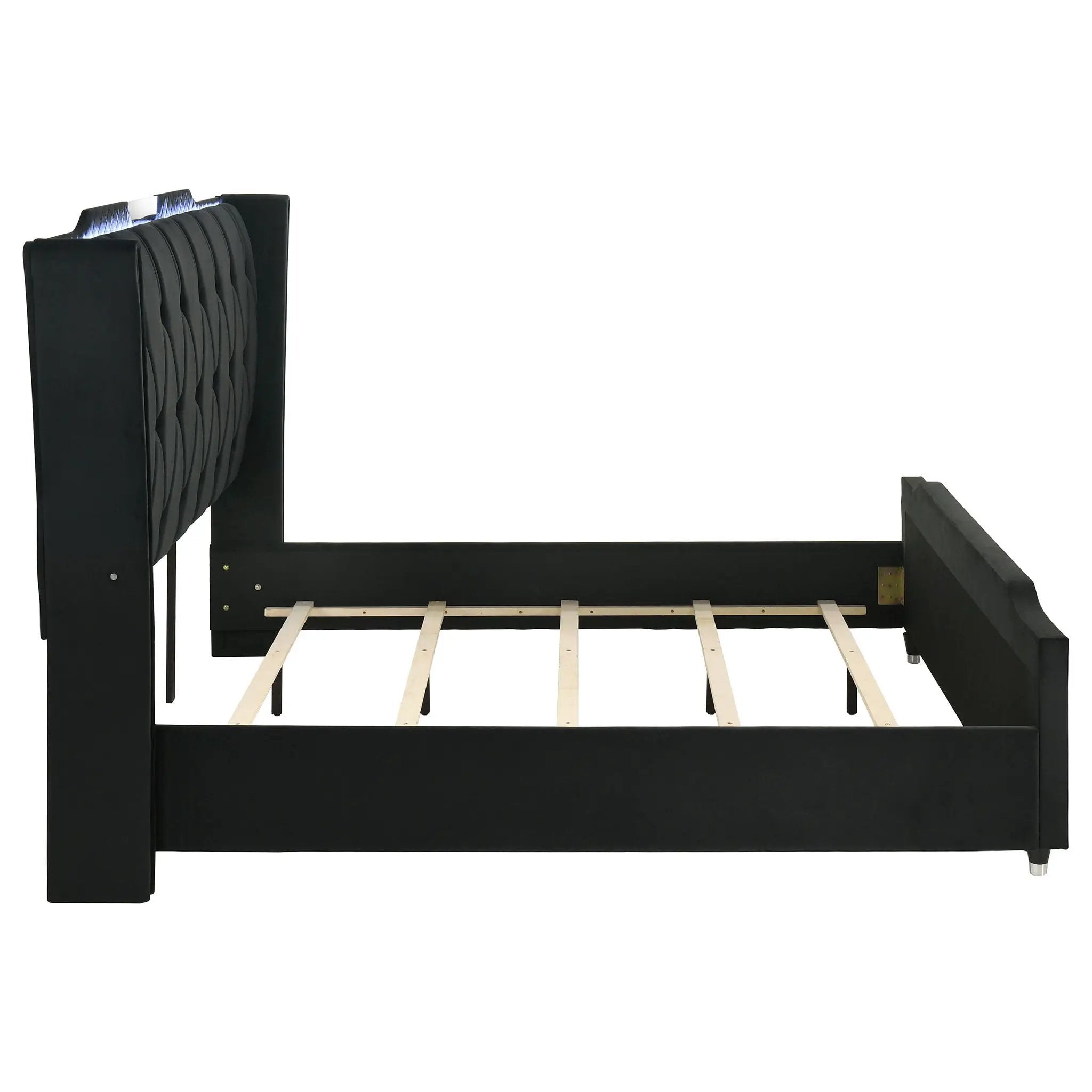 Lorient California King LED Upholstered Bed Black by Unique Piece Furniture