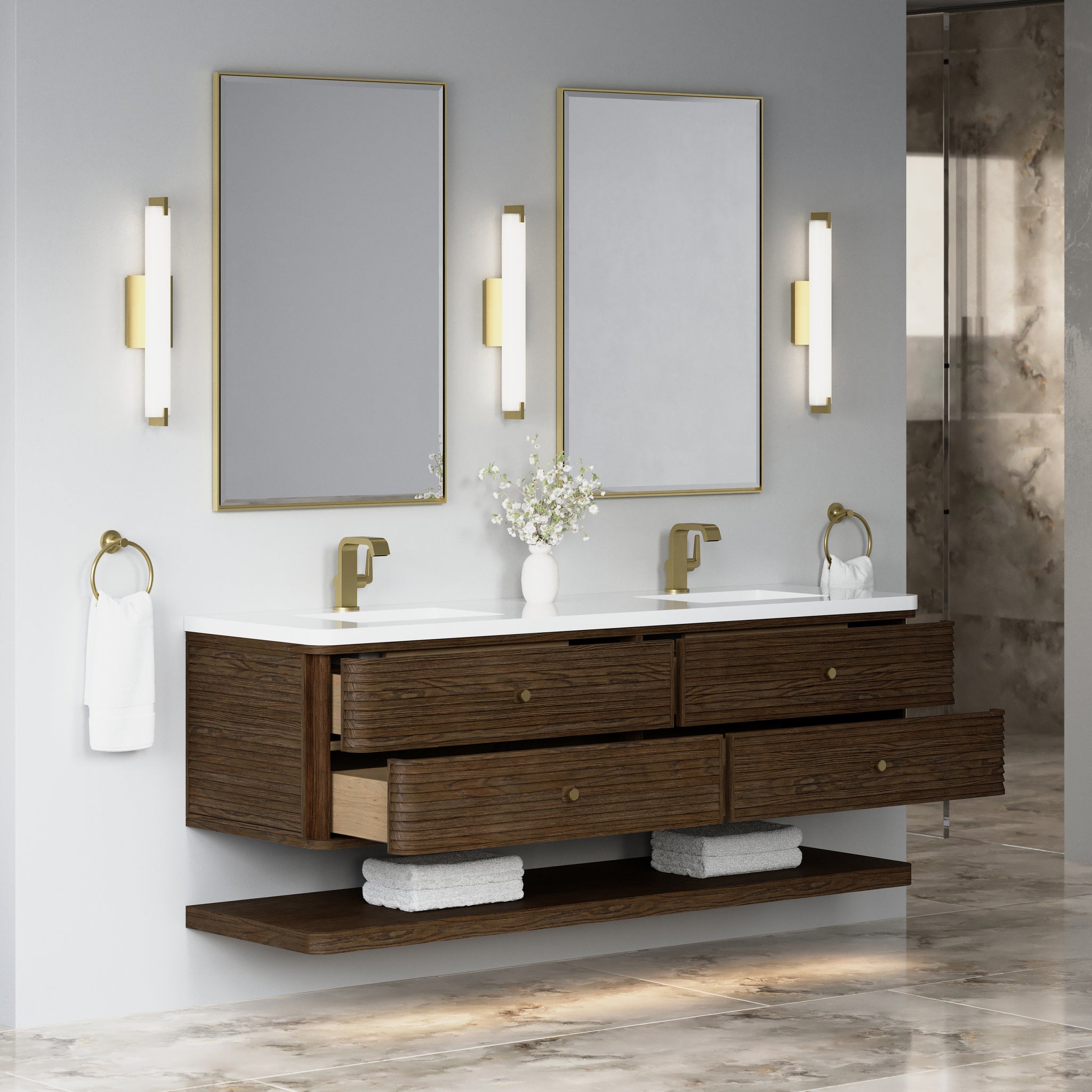 James Martin Allamari 72" Floating Double Bathroom Vanity, Sable by James Martin
