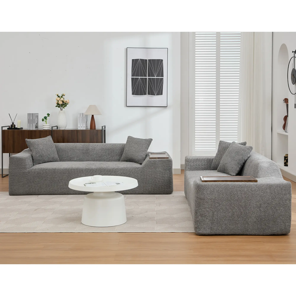 Modern 2 Piece Boucle Cloud Sofa Set, photo 2 of 10