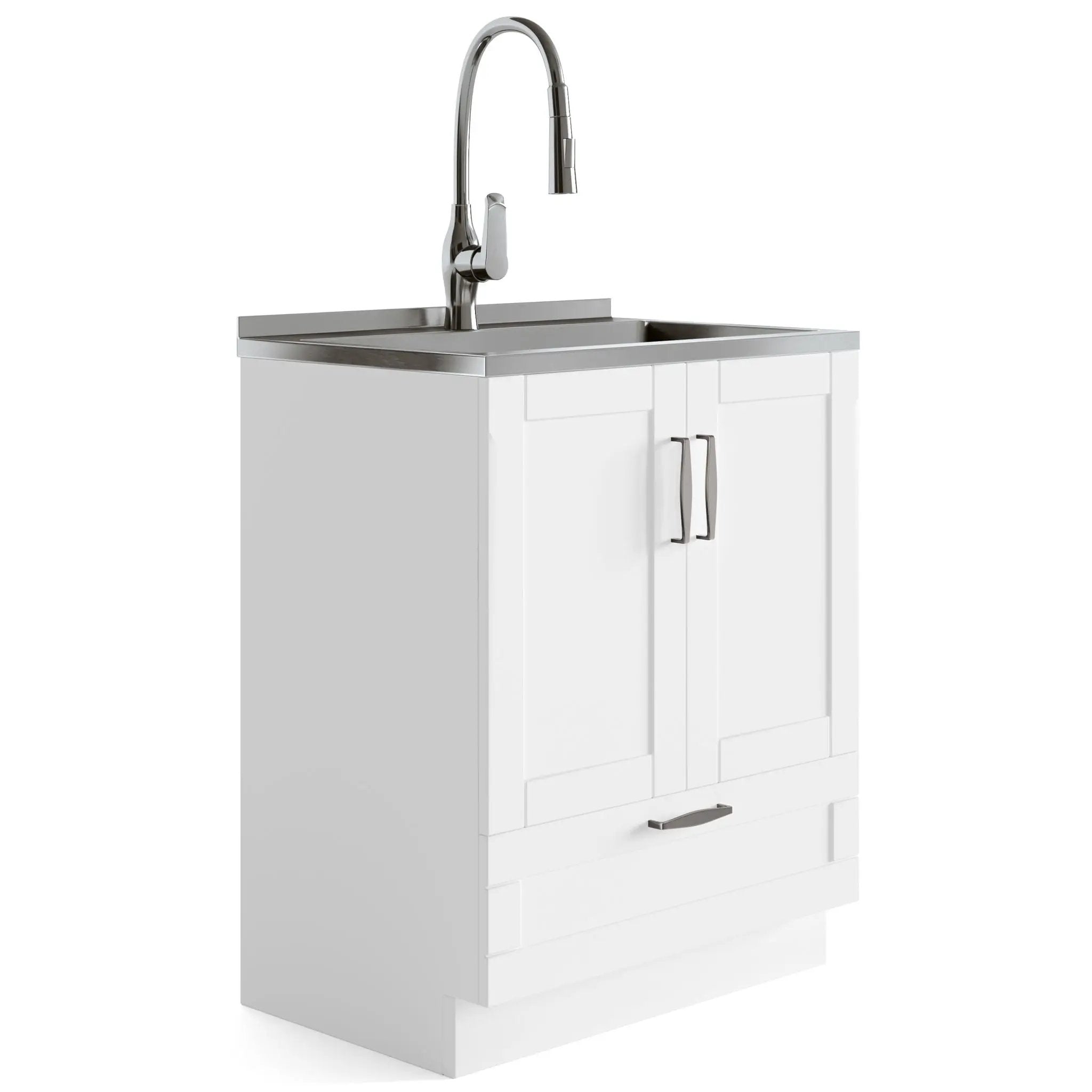 Reed - Deluxe Laundry Cabinet With Pull-Out Faucet And Stainless Steel Sink by Unique Piece Furniture