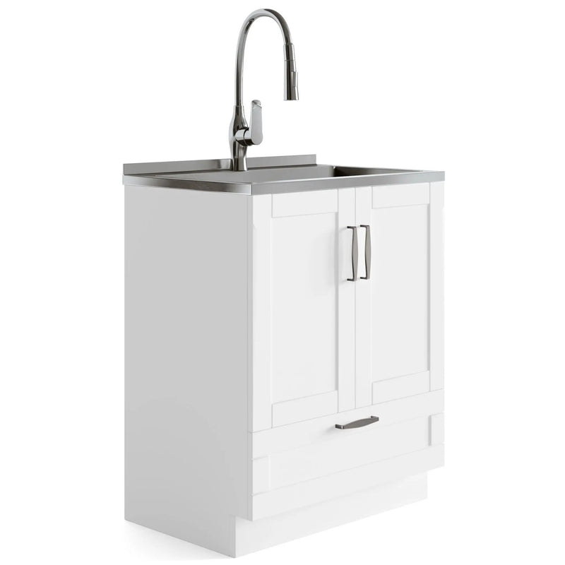 Reed - Deluxe Laundry Cabinet With Pull-Out Faucet And Stainless Steel Sink by HouseOfZazla