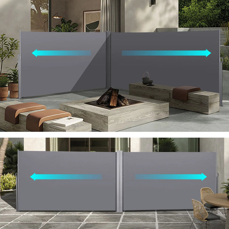 Retractable Side Awning, Waterproof & UV-Resistant, Privacy Screen Divider Roll Up Balcony - Gray by Unique Piece Furniture